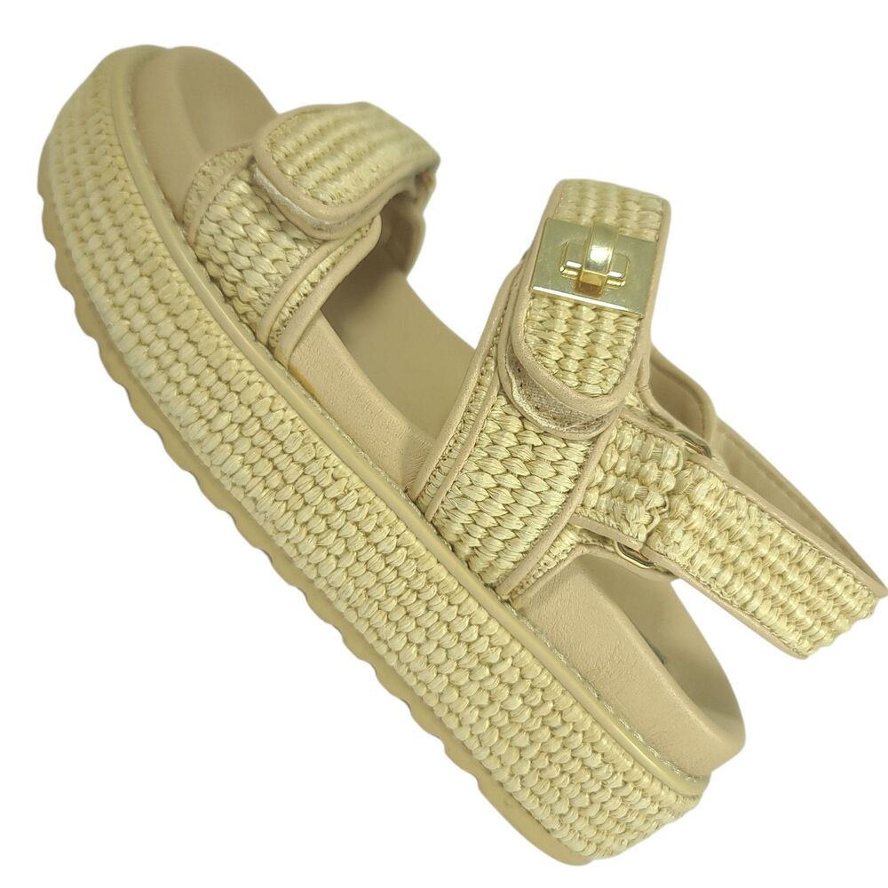 Steve Madden Bigmona Natural Raffia Platform Sandals Womens Sz 7.5 BIGM01S1  EXC